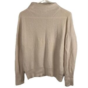 R Label Sweater‎ Cream Wool Cashmere Mock Neck Women Sz S Quiet Luxury READ